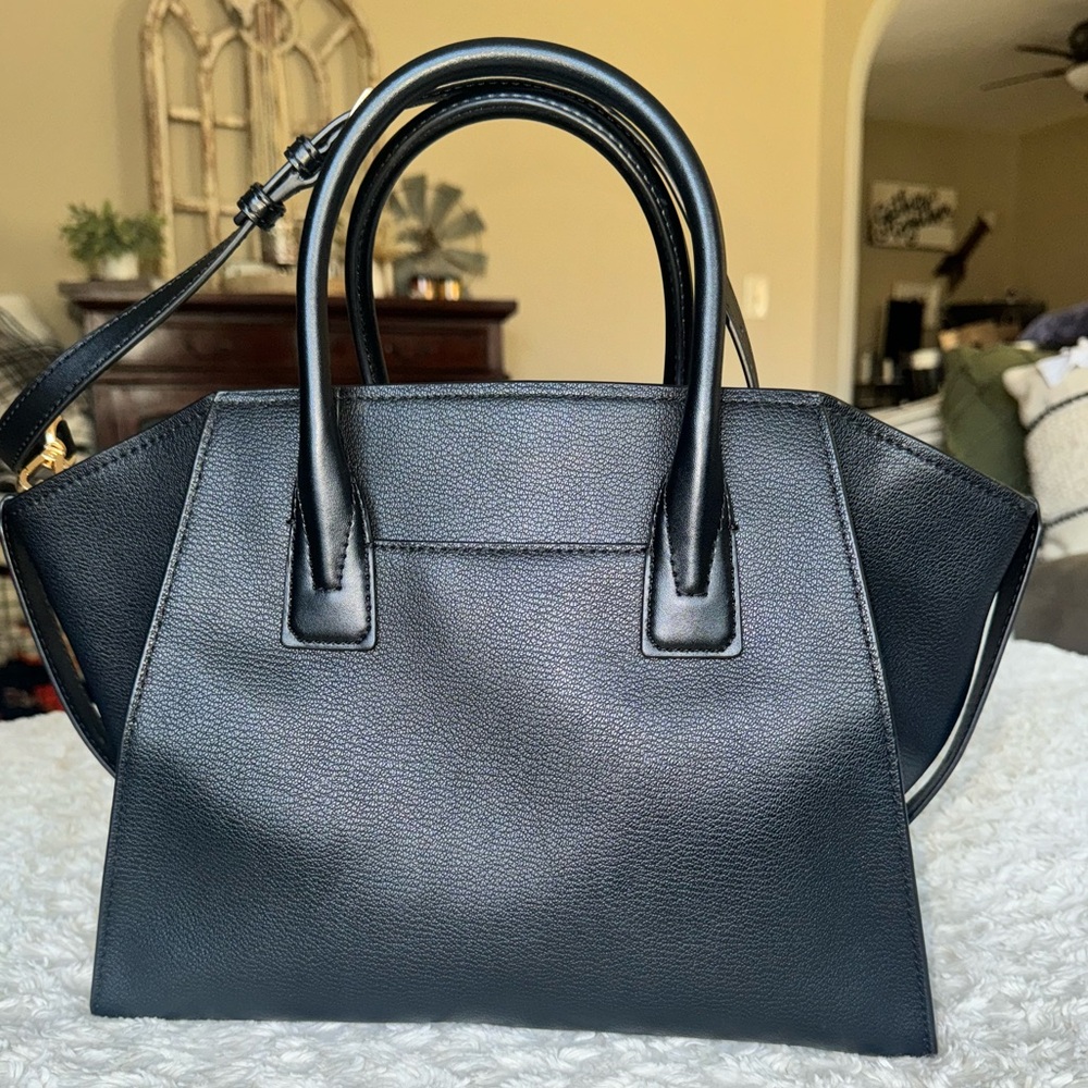 Michael Kors Black Tote w/ Zipper Top and Crossbody Strap - Picture 2 of 3